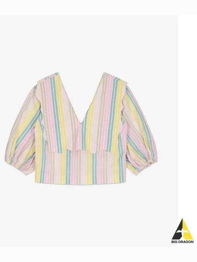 Maxi Collar Striped Blouse - GANNI - BALAAN 2