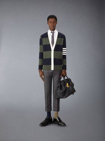 Pattern Intarsia Stripe Cardigan Dark Green - THOM BROWNE - BALAAN 2