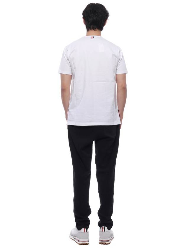 Men's Medium Weight Jersey Tipped Pocket Crewneck Short Sleeve T-Shirt White - THOM BROWNE - BALAAN 6