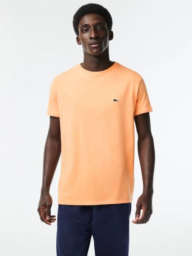 Crew Neck Pima Cotton Jersey Short Sleeve T-Shirt Light Orange - LACOSTE - BALAAN 3