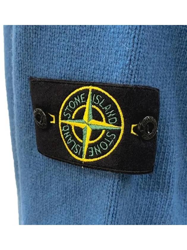 Wappen High Neck Button Up Wool Cardigan Blue - STONE ISLAND - BALAAN 5