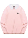 Ribbed outer brushed collar color combination t-shirt PINK - 20THHOLE - BALAAN 3