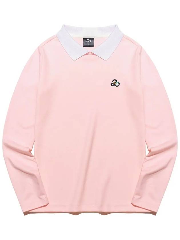 Ribbed outer brushed collar color combination t-shirt PINK - 20THHOLE - BALAAN 3