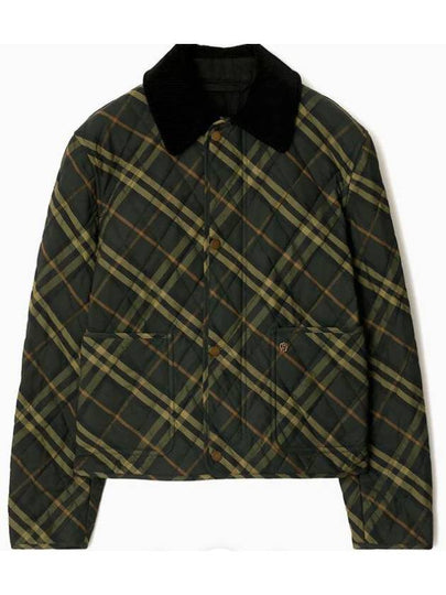 Barn Checked Quilted Cropped Jacket Shadow - BURBERRY - BALAAN 2