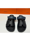 Chypre Slippers Men s Sandals Black Navy Apsong Leather H222857ZH - HERMES - BALAAN 2