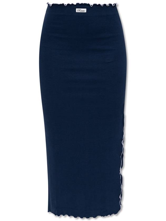 ROTATE Ribbed Skirt, Women's, Navy Blue - ROTATE - BALAAN 1