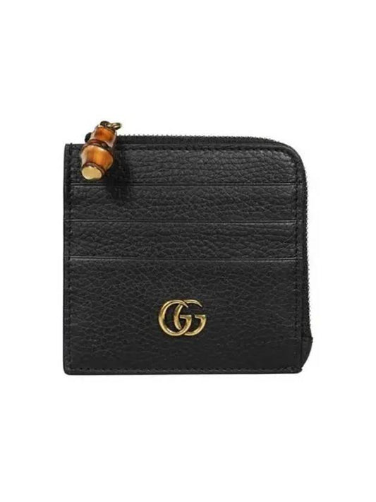 Double G Bamboo Leather Card Wallet Black - GUCCI - BALAAN 2