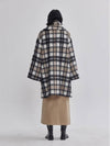 mohair big check pattern collar scarf duffel coat - LIE - BALAAN 4