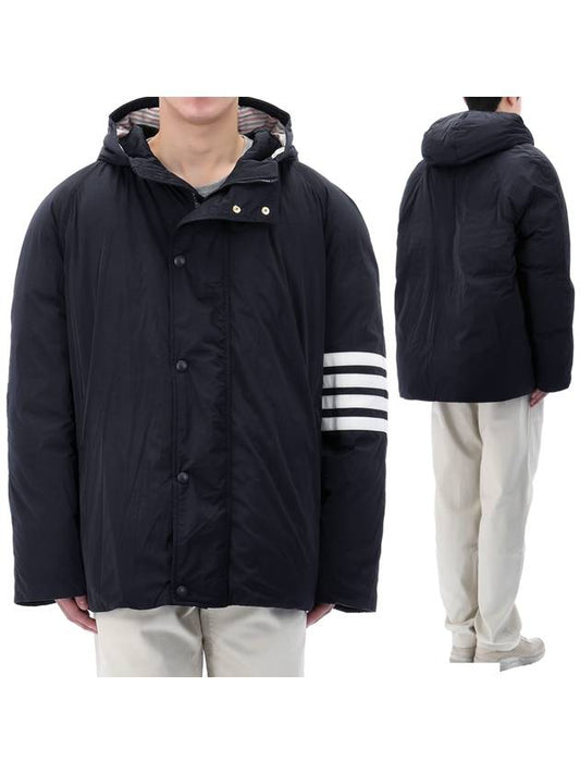 Football 4 Bar Poly Twill Parka Navy - THOM BROWNE - BALAAN 2