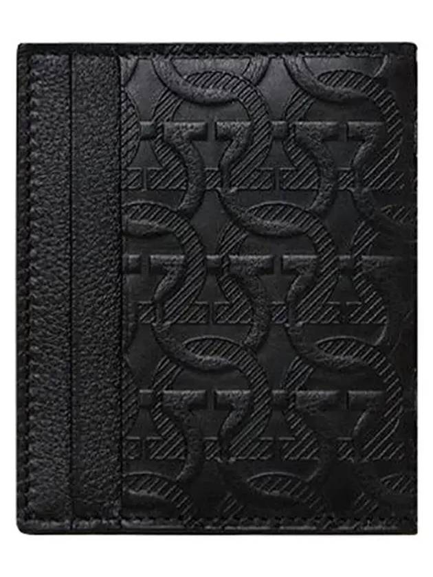 Embossed Logo Flap Gancini Card Wallet Black - SALVATORE FERRAGAMO - BALAAN 3