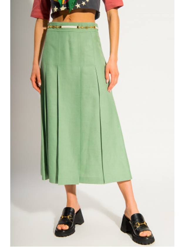 Double G Chain Pleated Skirt Green - GUCCI - BALAAN 4