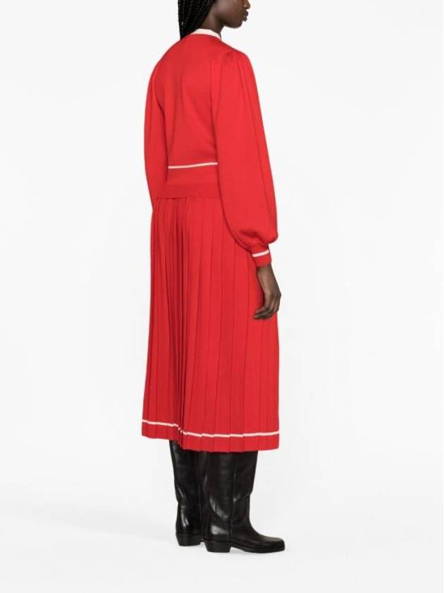 Wool Jacquard Pleated Skirt Red - GUCCI - BALAAN 3