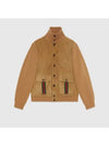 Web Web Suede Bomber Jacket Camel 764343XKDO42184 - GUCCI - BALAAN 1