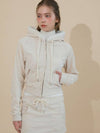 Velour Set Up Pocket Zip Up Hoodie Ivory - ETRE AU SOMMET - BALAAN 3