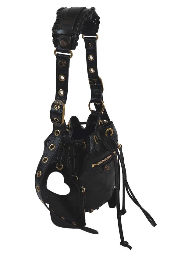 Le Cagole XS Leather Bucket Bag Black - BALENCIAGA - BALAAN 4