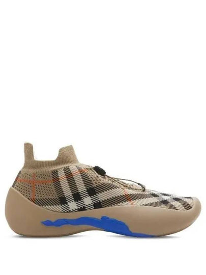 Neptune Check Knit Low Top Sneakers Sand - BURBERRY - BALAAN 2