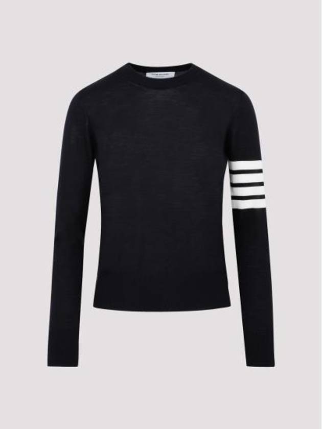 4-Bar Merino Jumper Wool Knit Top Navy - THOM BROWNE - BALAAN 4