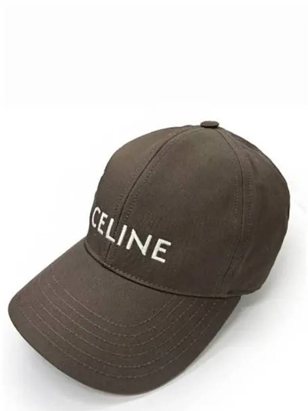 Cotton gabardine embroidery baseball cap khaki hat 270317 - CELINE - BALAAN 1