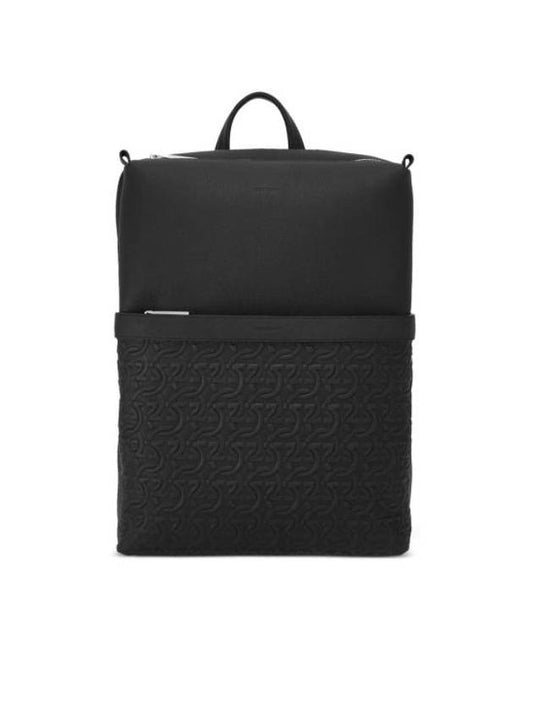 Embossed Gancini Pattern Backpack Black - SALVATORE FERRAGAMO - BALAAN 1