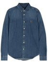 Embroidered Logo Denim Shirt Blue - POLO RALPH LAUREN - BALAAN 4