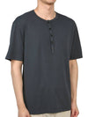 Men's Henry Neck Cotton Short Sleeve T-Shirt Charcoal - TEN C - BALAAN 4