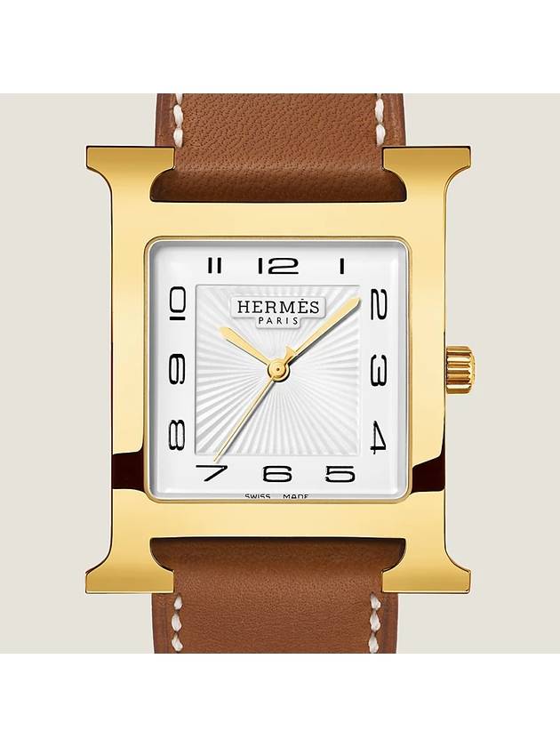 Men s Heure H Watch Epsom Calfskin Yellow Gold Natural Barenia 34mm W036844WW00 - HERMES - BALAAN 2