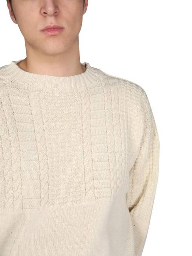 Crew Neck Cable Wool Knit Top Ivory - MAISON MARGIELA - BALAAN 5