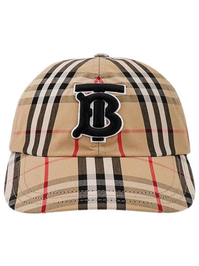 Monogram Motif Vintage Check Cotton Baseball Cap Archive Beige - BURBERRY - BALAAN 2