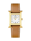 Heure H Watch Small Gold Epsom Strap & Yellow Gold Steel - HERMES - BALAAN 2