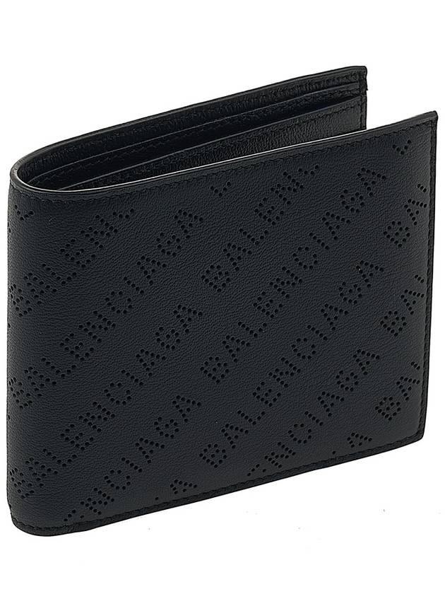 Logo Perforated Half Wallet Black - BALENCIAGA - BALAAN 3