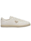 Triangle Logo Lane Leather Low-Top Sneakers Ivory - PRADA - BALAAN 3