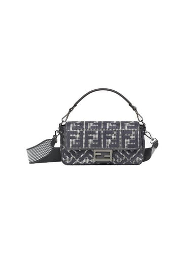 FF Logo Baguette Shoulder Bag Grey - FENDI - BALAAN 1