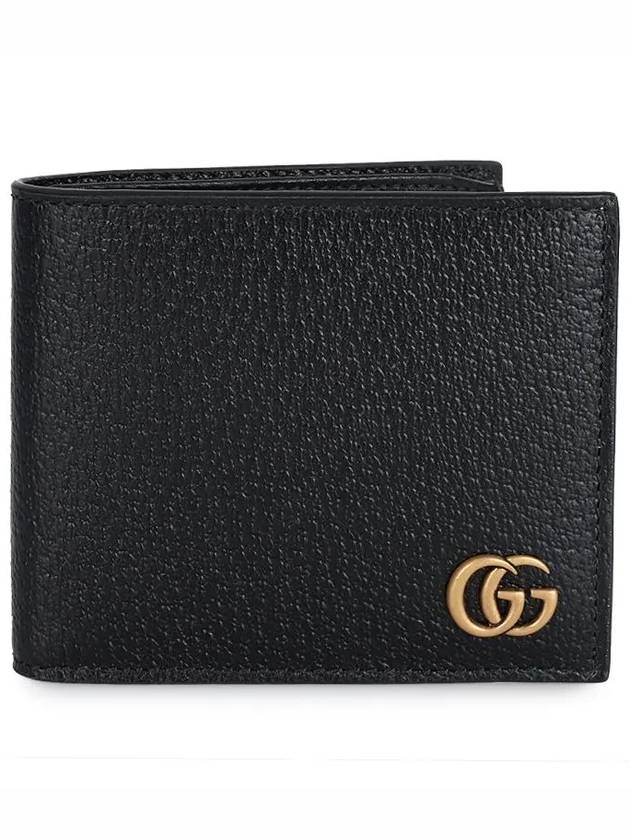 GG Marmont Leather Bi Fold Wallet Black Gold - GUCCI - 3