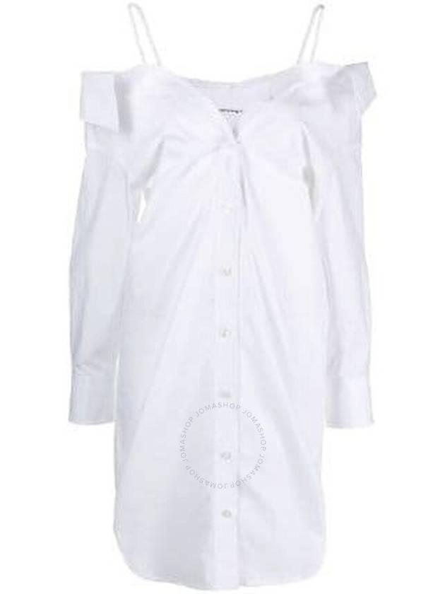 Women's Cold Shoulder Cotton Short Dress White - ALEXANDER WANG - BALAAN 2