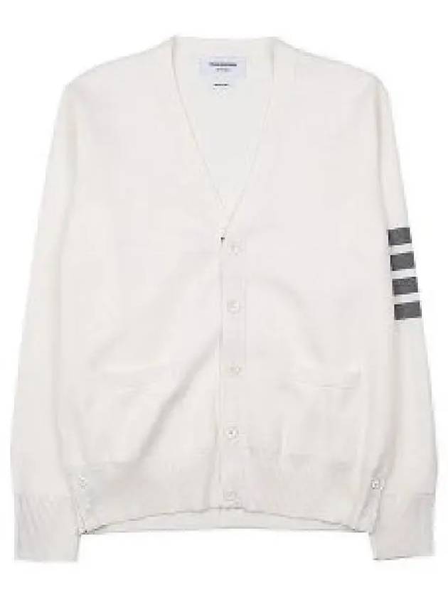 Milano Stitch 4 Bar Cardigan White - THOM BROWNE - BALAAN 2