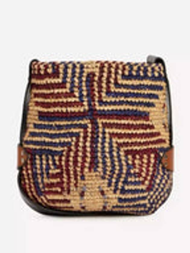 Bayia Mini Raffia Bucket Bag Navy Red - ISABEL MARANT - BALAAN 3