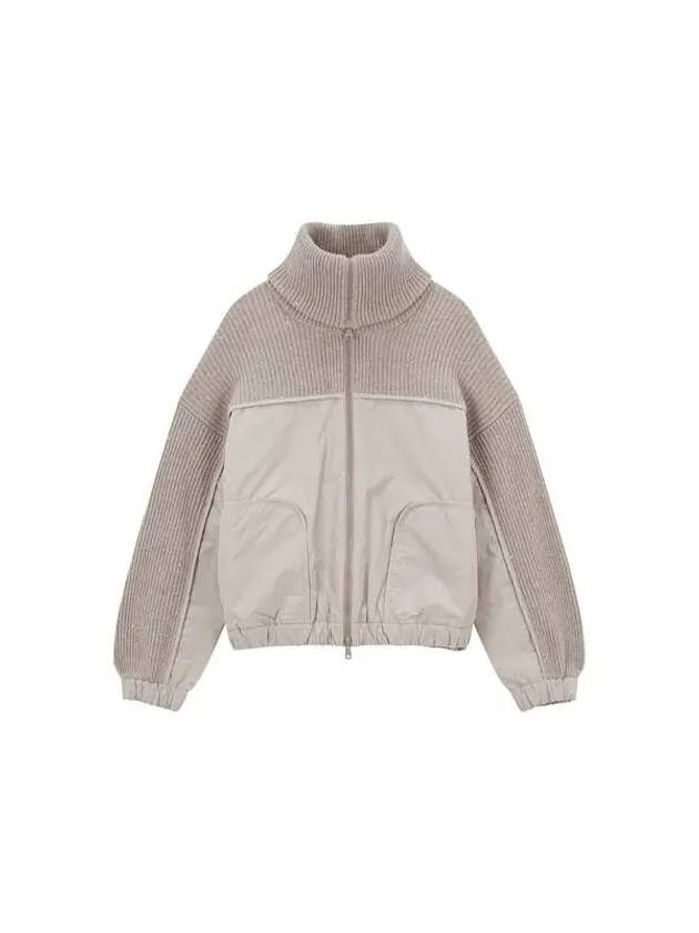 Women s half color combination sequin knit zip up jacket beige - BRUNELLO CUCINELLI - BALAAN 1