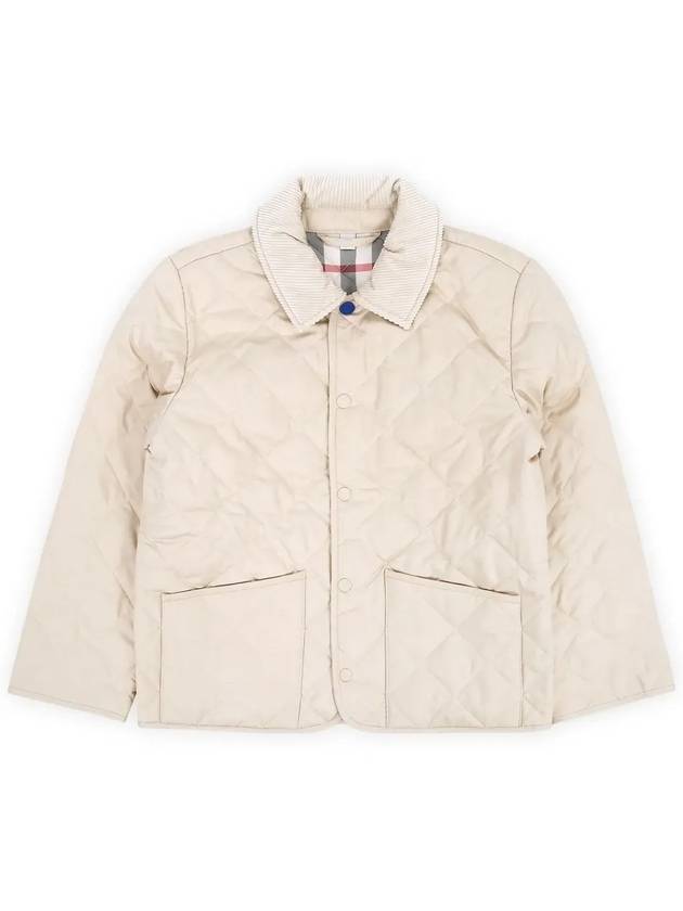 Kids Corduroy Collar Diamond Quilted Jacket Beige - BURBERRY - BALAAN 4