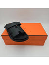 Hermes Chypre H Logo Calfskin Sandals Black - HERMES - BALAAN 3