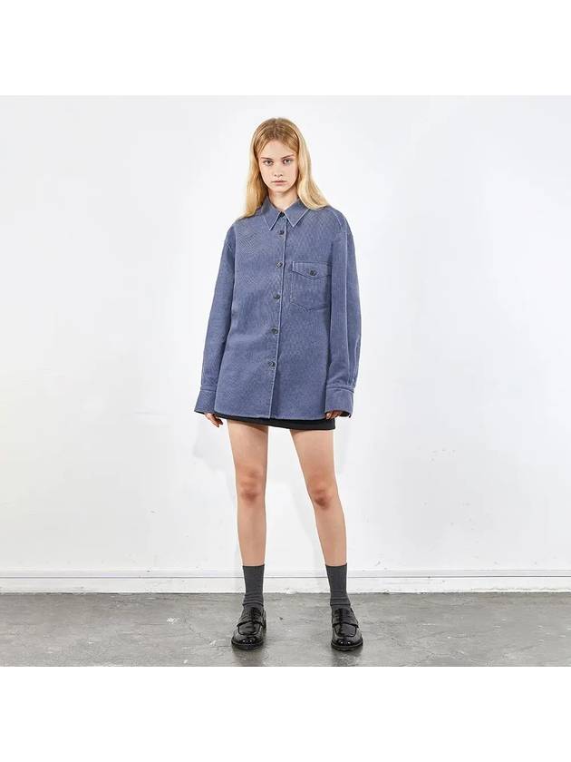 Oversized corduroy washed shirt blue 0080 - VOYONN - BALAAN 3