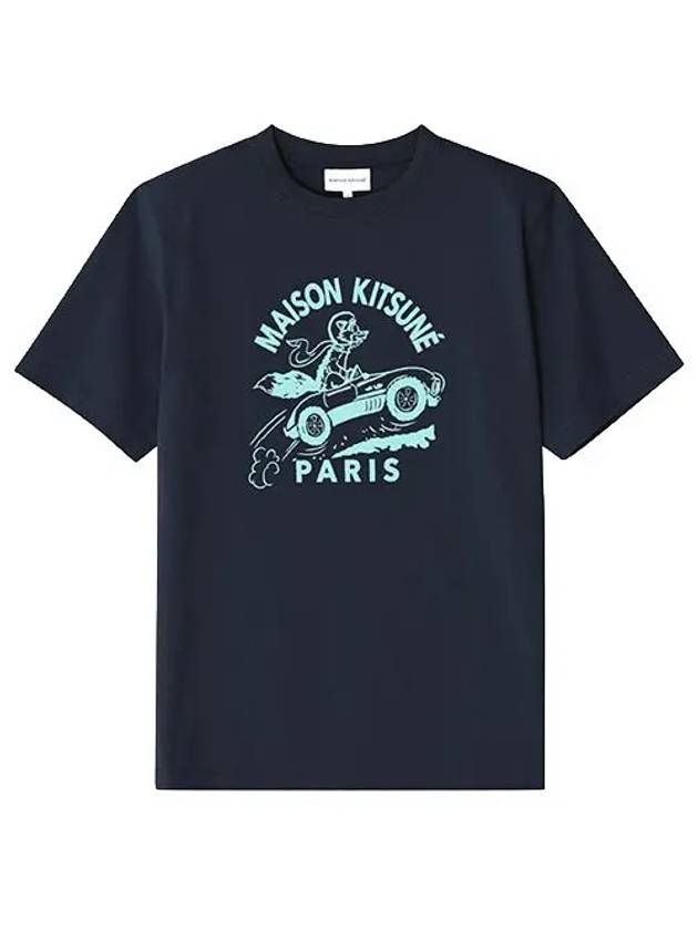 Racing Fox Short Sleeve T-Shirt Blue - MAISON KITSUNE - BALAAN 3