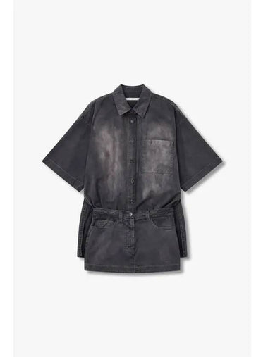 Short sleeve washed shirt dress black - ALEXANDER WANG - BALAAN 1