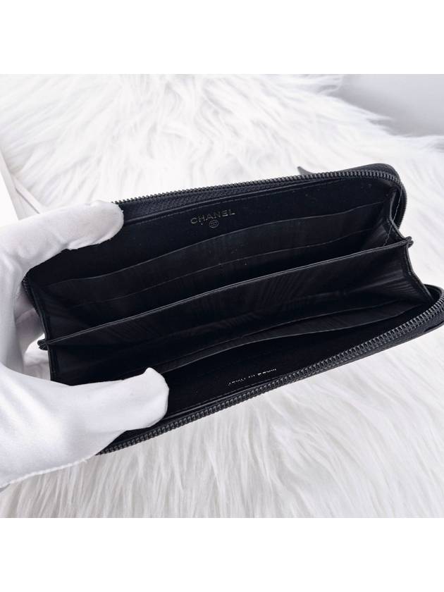 Caviar zipper long wallet black - CHANEL - BALAAN 9