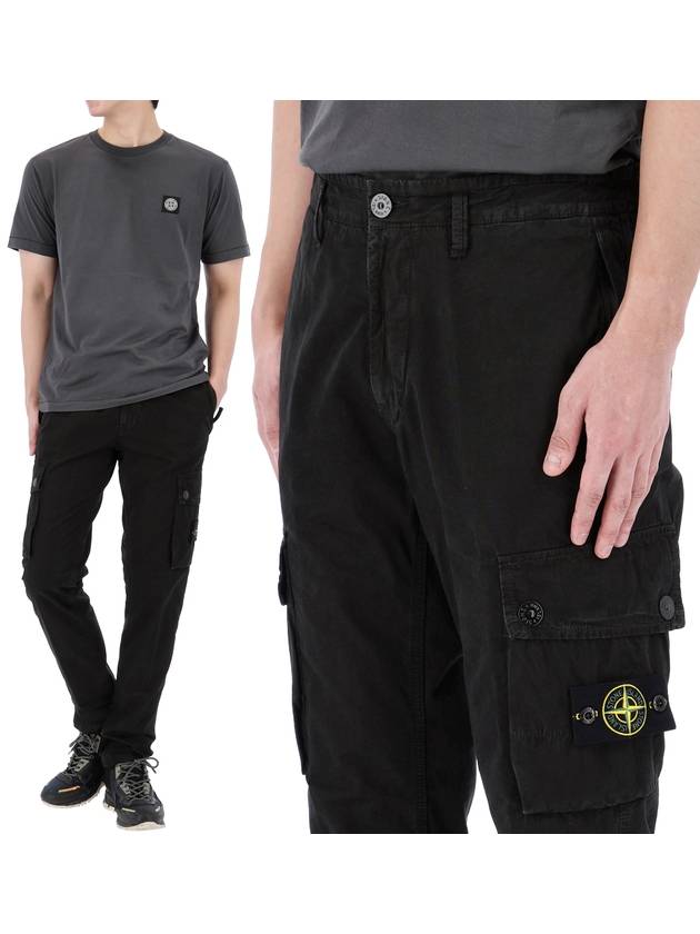 Wappen Patch Old Treatment Slim Fit Cargo Straight Pants Black - STONE ISLAND - BALAAN 2