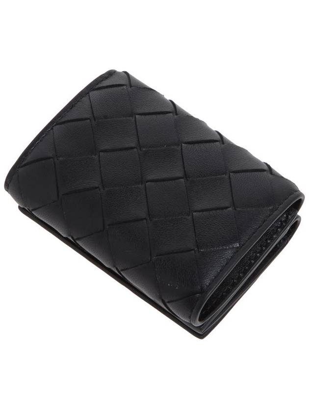 Tiny Tri-Fold Zipper Half Wallet Black - BOTTEGA VENETA - BALAAN 6