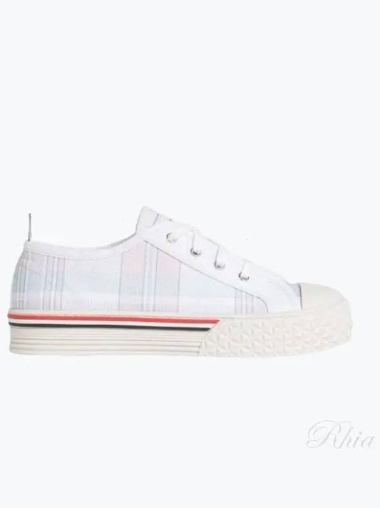 Women's Madras Canvas Collegiate Low Top Sneakers Light Pink - THOM BROWNE - BALAAN 2