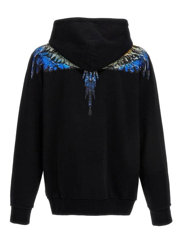 Icon Wings Drawstring Cotton Hoodie Black - MARCELO BURLON - BALAAN 3