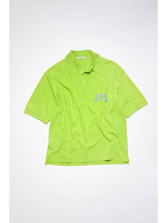 Logo Embroidered Polo Shirt Lime Green - ACNE STUDIOS - BALAAN 1