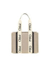 Woody Canvas Medium Tote Bag White Navy - CHLOE - BALAAN 2