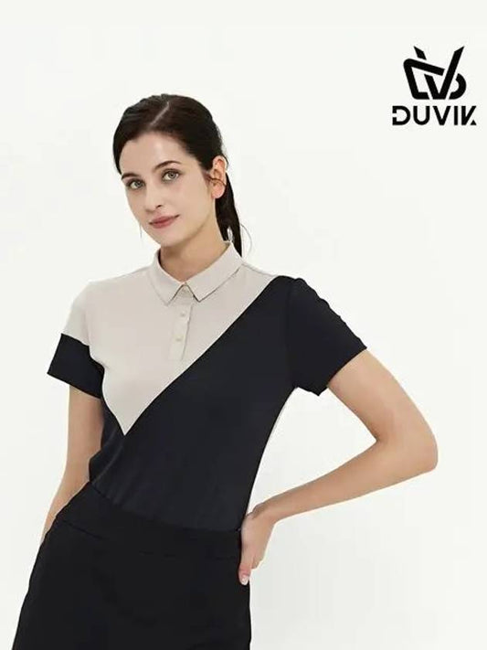 cotton block color scheme Y-collar short-sleeved T-shirt DD2WTS103BK - DUVIK - BALAAN 2